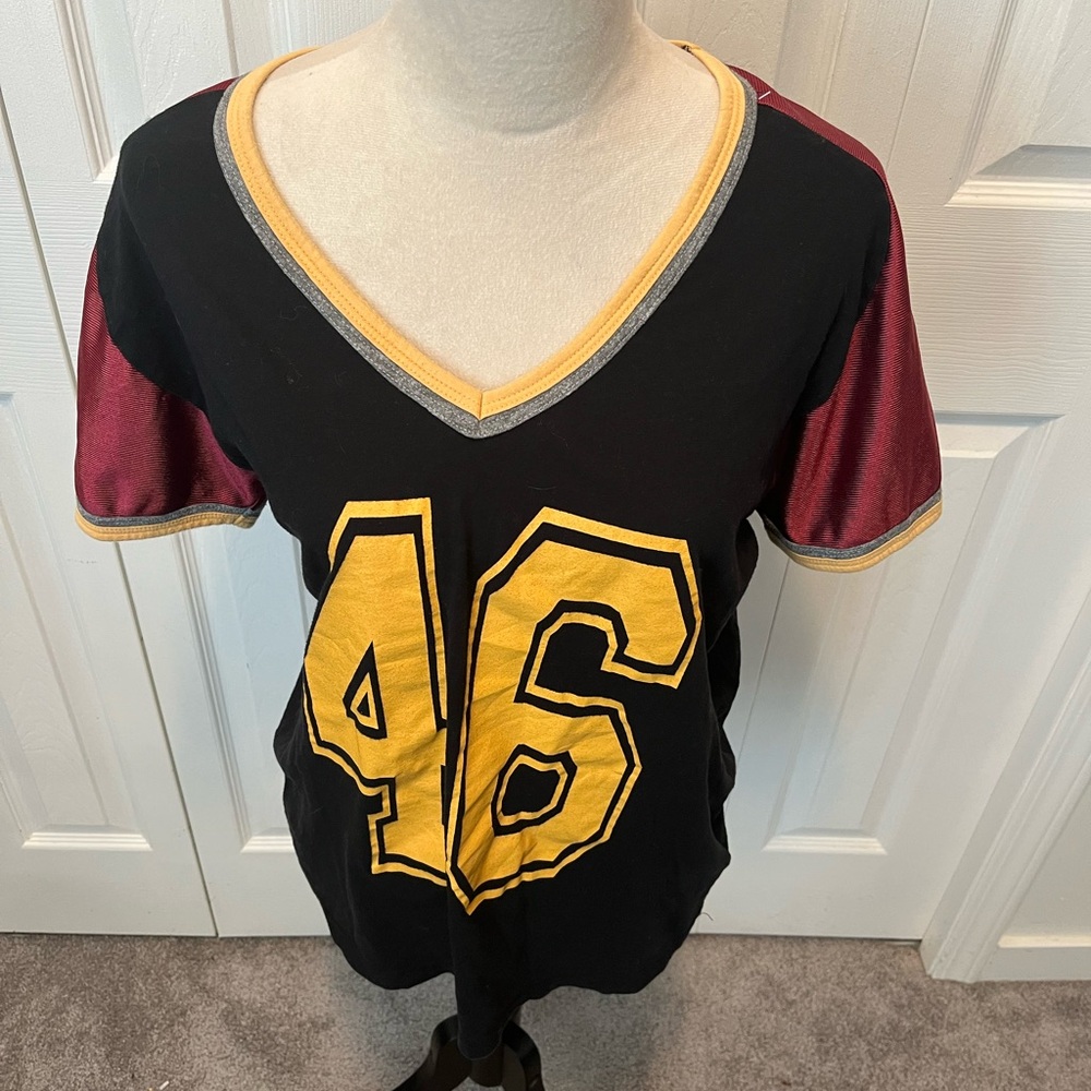 Project Social T size XSmall Black and Gold V-Neck Jersey with Number 46